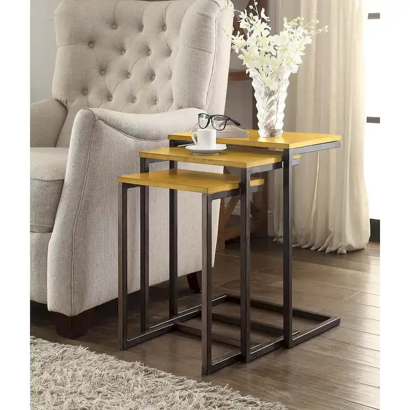Black Metal Side Table with Slide-Under Base