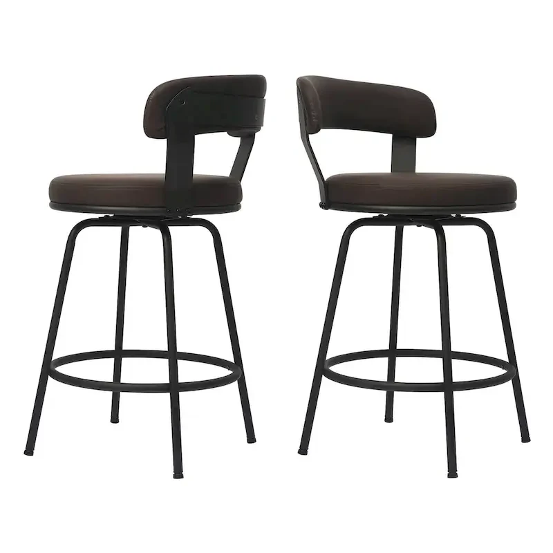Hausfame Metal Counter Height Industrial Swivel Bar Stools
