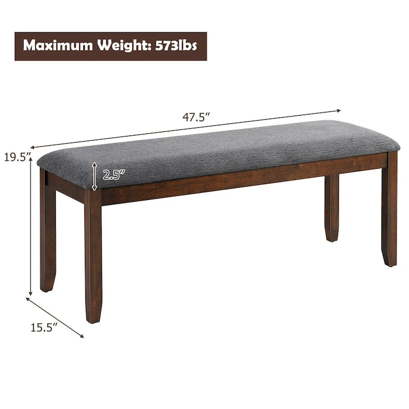 Upholstered Entryway Bench Footstool with Wood Legs - 47.5  x 15.5  x 19.5  (L x W x H)