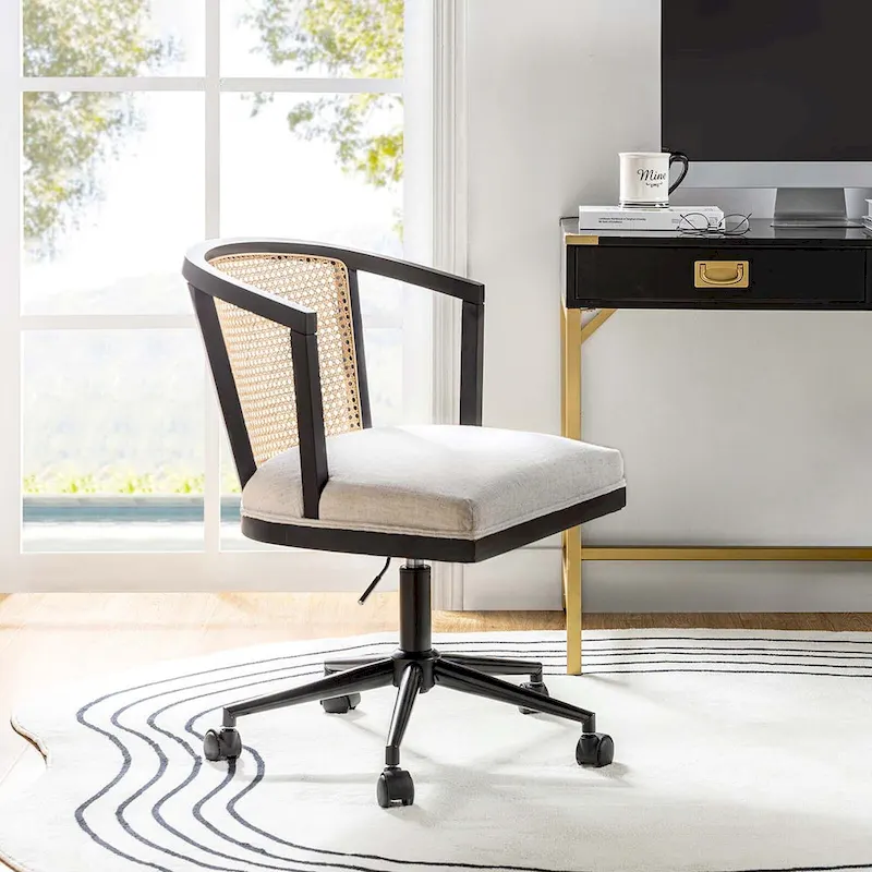 Modern Rattan Swivel Height Adjustment Office Chair
