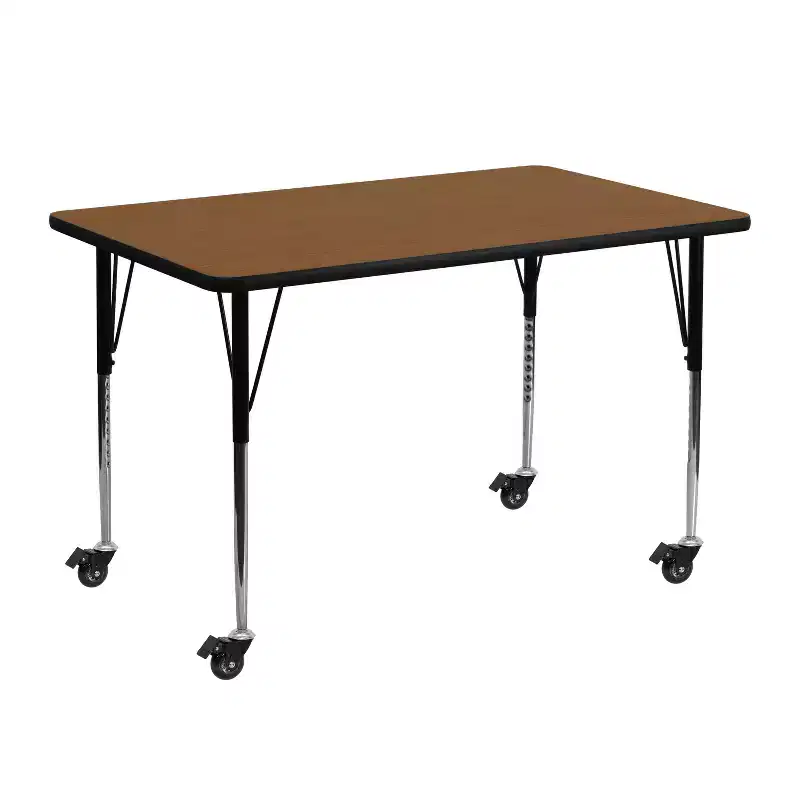 Emma and Oliver Mobile 24x48 Rectangle HP Laminate Adjustable Activity Table