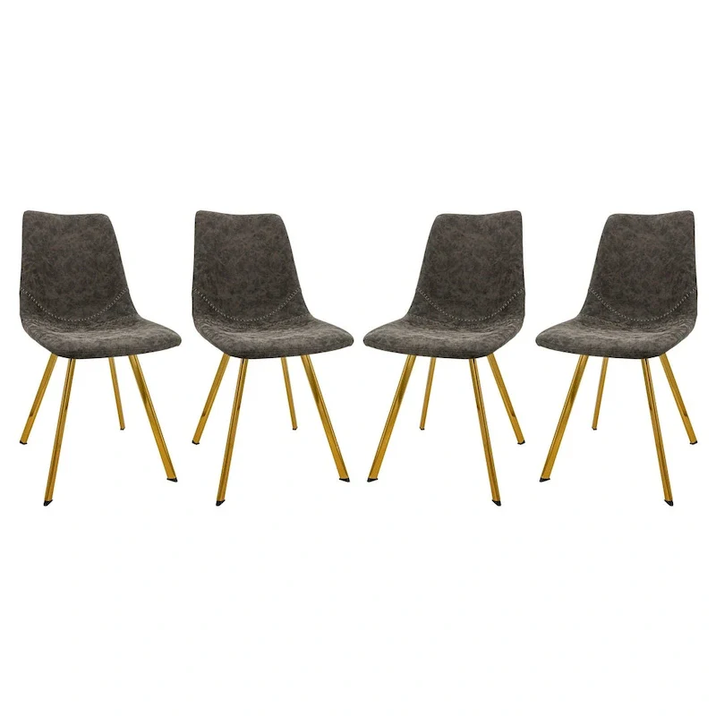 Markley Leather Dining Chair With Gold Metal Legs Modern Accent Side Chair