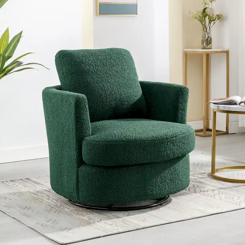 Modern Upholstered Swivel Barrel Chair(Set Of 2)