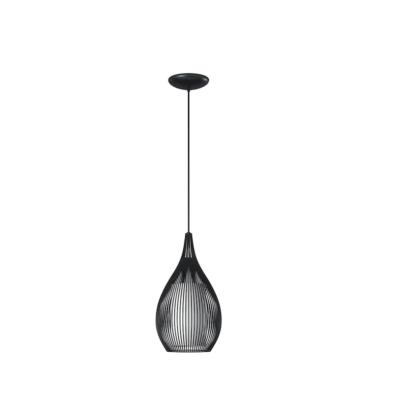 Eglo Razoni 1-light Black Mini Pendant with Opal Glass