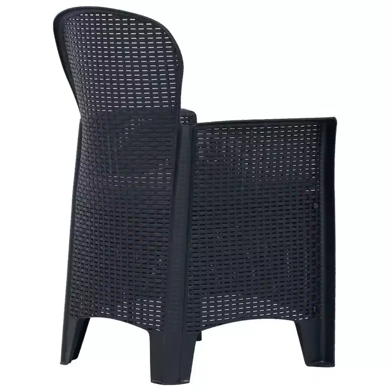 vidaXL Bistro Set Set of 2 Anthracite Plastic with rattan look Standard