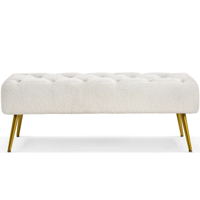 Yaheetech Upholstered Footstool Velvet Ottoman Button-Tufted Table Bench - 451617