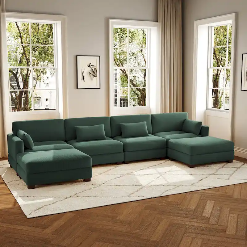 U Shaped Couch Sectional Sofa with Ottoman