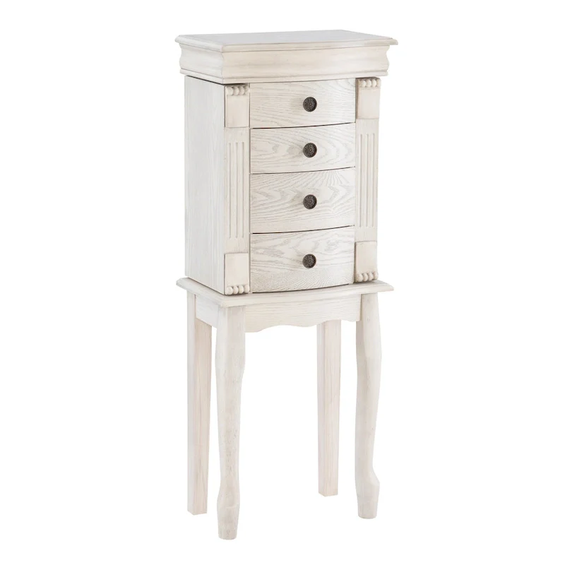 Jewelry Armoire with Storage Drawers - 35.25 - Cream
