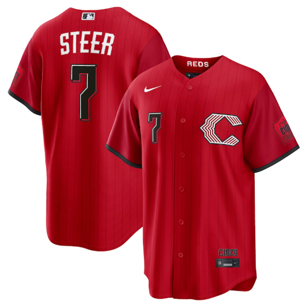 Cincinnati Reds Spencer Steer Red 2026 City Connect Stadium Jersey