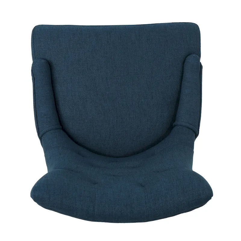 Swivel Office Chair with Tufted Back, Navy Blue Fabric, Rolling Wheels