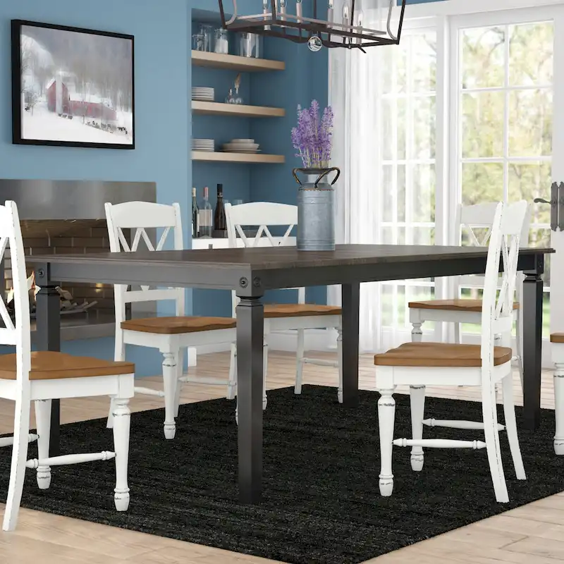 Glennwood Rubbed Black and Charcoal Rectangle Dining Table