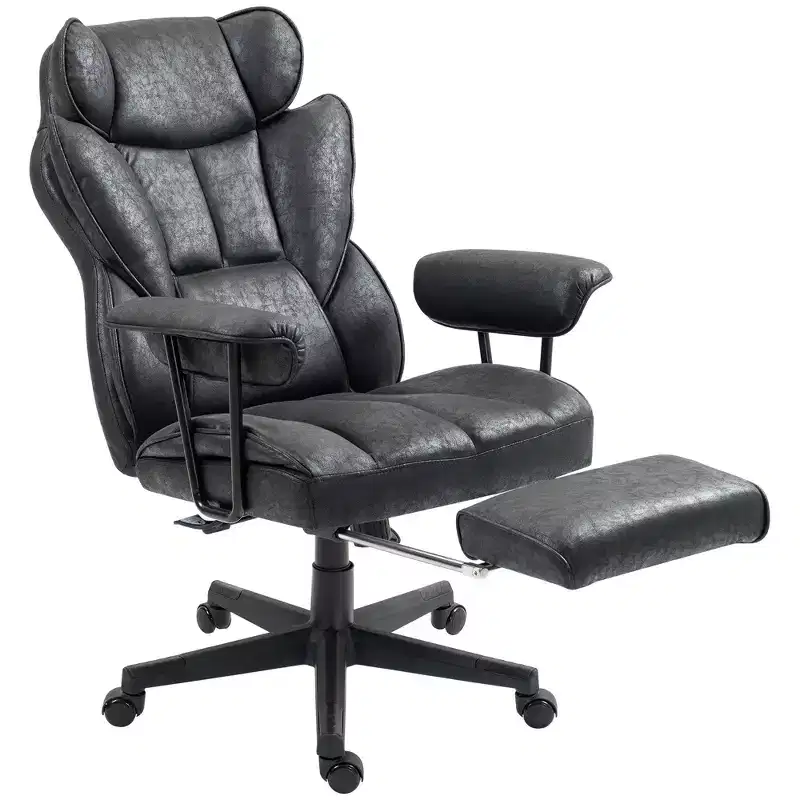 396lbs. Big and Tall Office Chair, Massage Office Chair with Footrest, Lumbar Support & Reclining Function