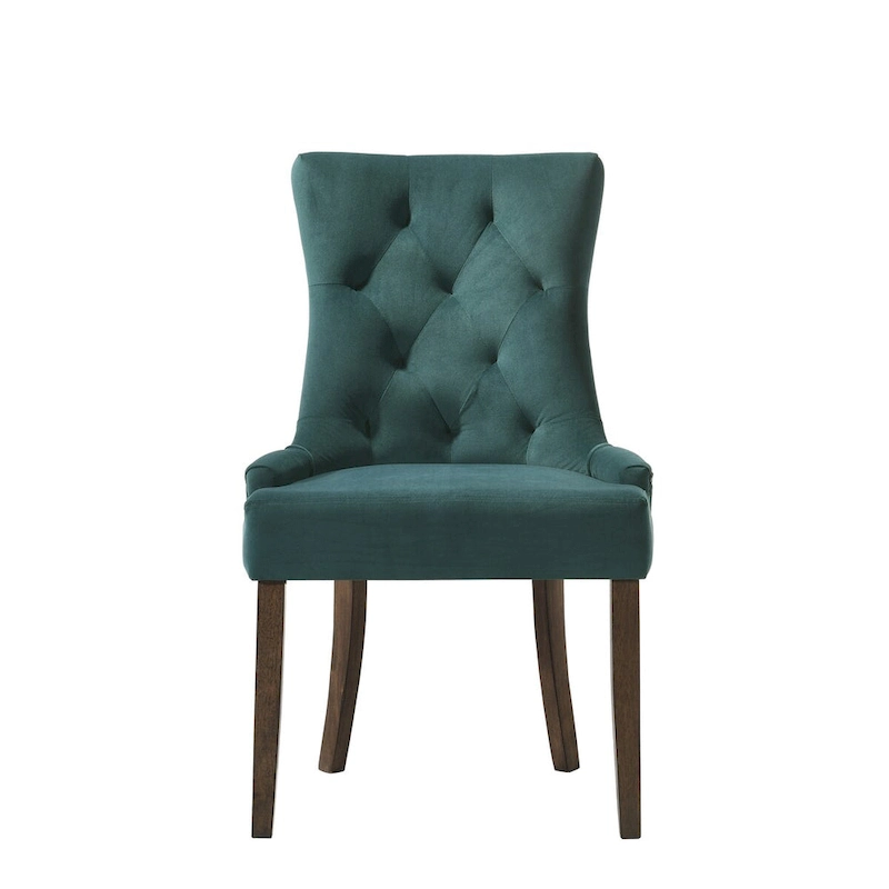 Side Chair, Green Velvet & Espresso Finish