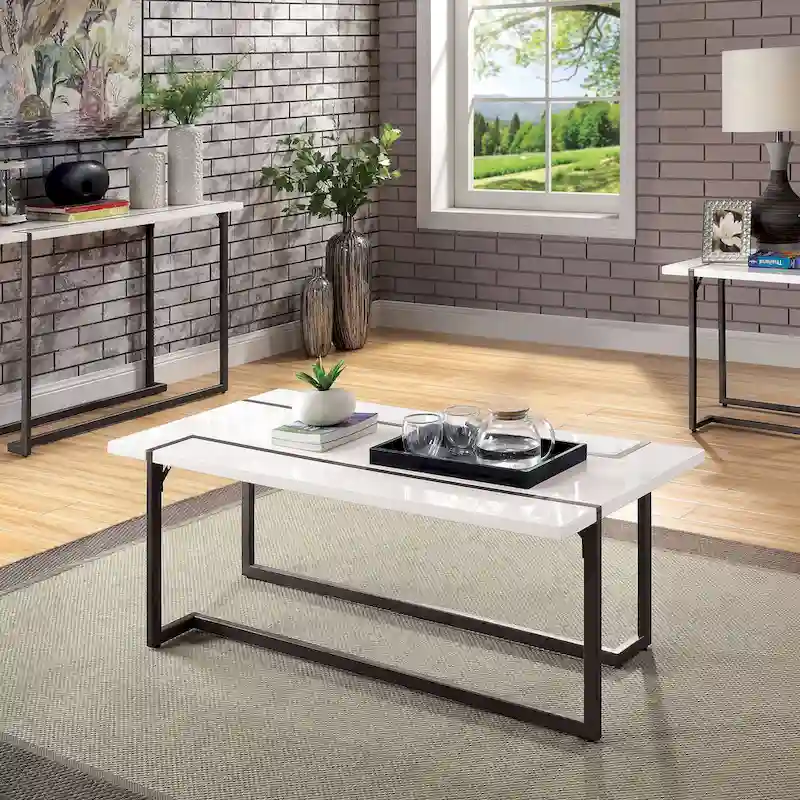 White & Gunmetal Coffee Table, 1-Person, 47