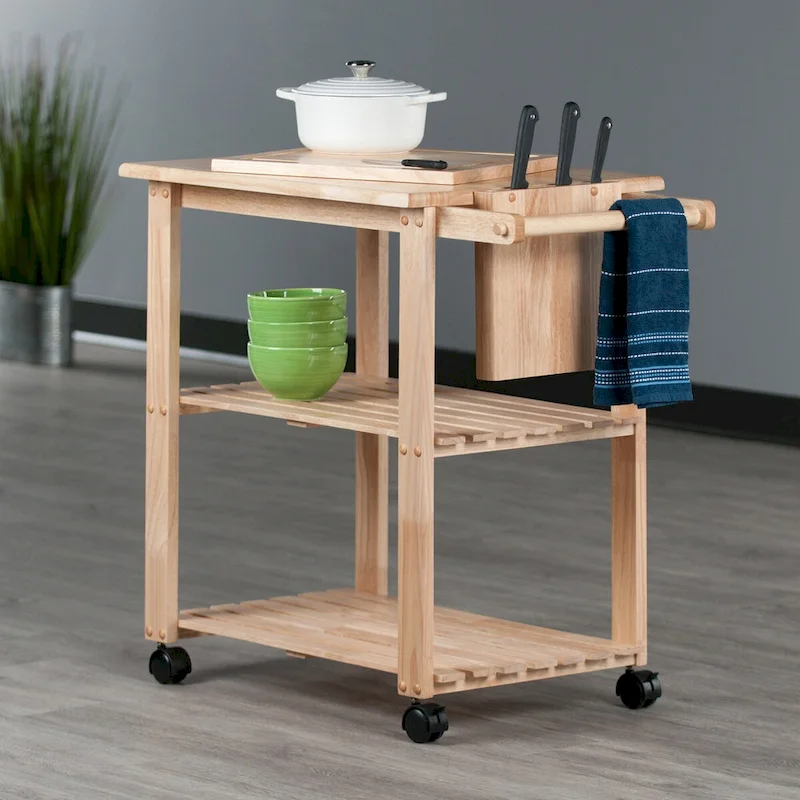 Mario Utility Kitchen Cart, Natural - 33.19 x 20.47 x 31.93 inches
