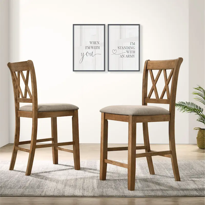 Wooden Round Dining Table and Chair Sets Rustic Farmhouse Dining Table and Chair Sets with Crossbuck Pedestal Table Base