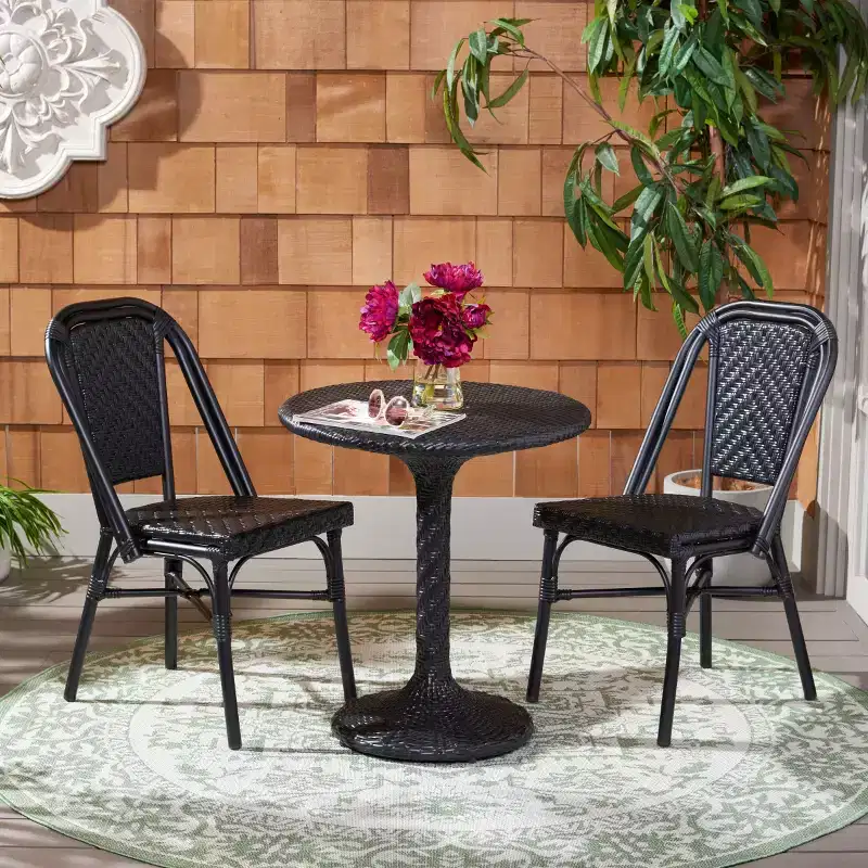 Daria 3 Piece Bistro Set - Indoor/Outdoor - PAT9504 - Black - Safavieh