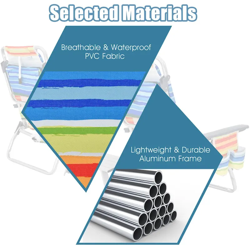 Gymax 2PCS Folding Beach Backpack Chair Reclining Camping Chair w/ - See Details