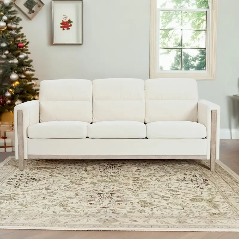 Larb Modern Solid Wood Three-Seater Sofa Couch by Christopher Knight Home