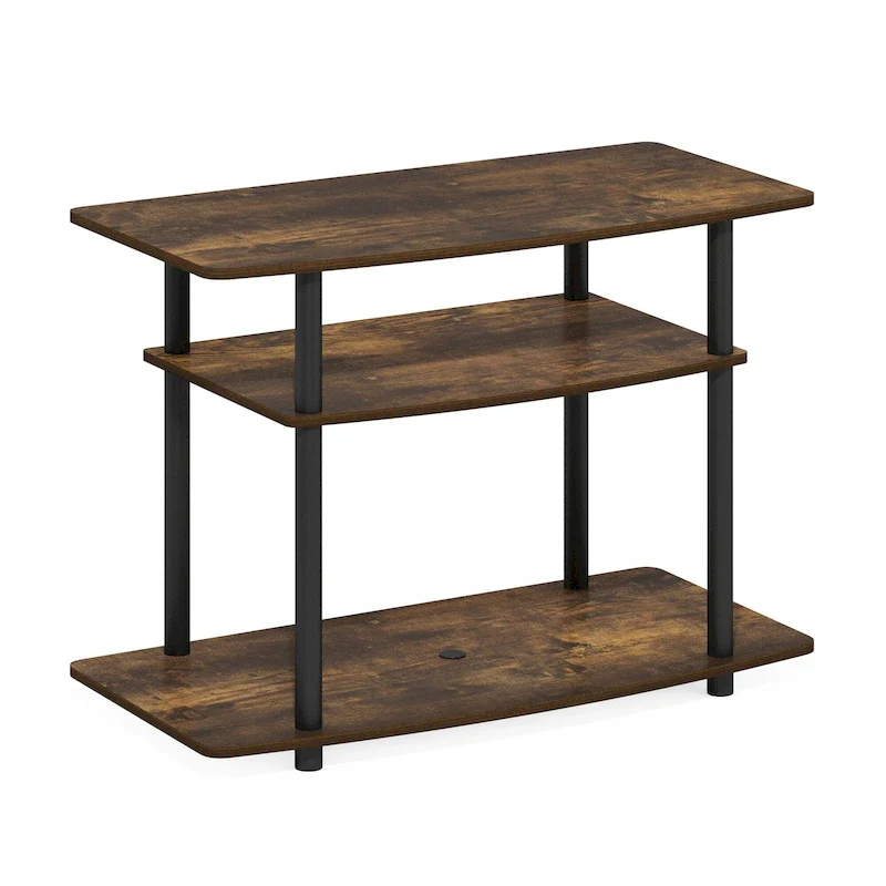 No Tools 3-Tier TV Stands, Columbia Walnut/Black