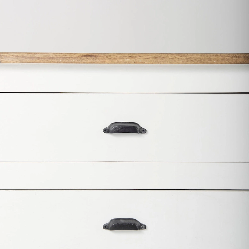 Bourchier White w/Black Trim & Medium Brown Top Solid Wood Sideboard - 75.0L x 20.8W x 34.3H