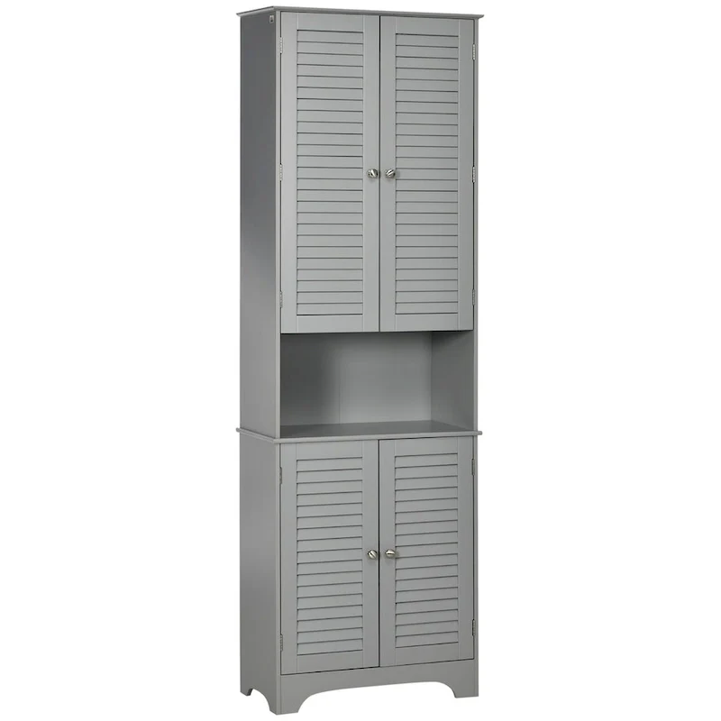 Tall Narrow Bathroom Storage Cabinet with Doors and Shelf Adjustability,Linen Cabinet with 2 Cabinets and Countertop