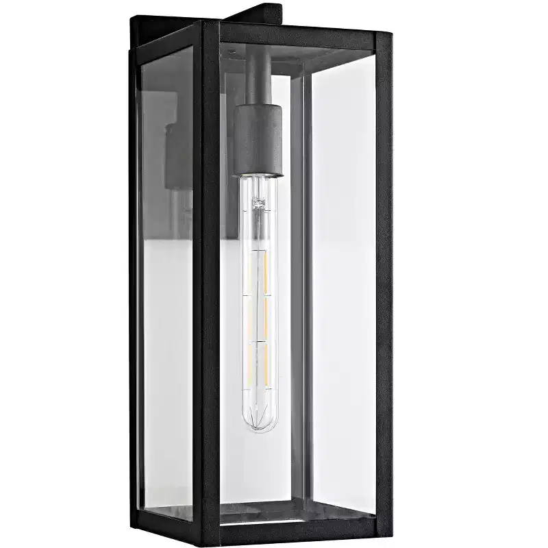 Welson Outdoor Wall Lantern - PLT4007 - Clear/Black - Safavieh
