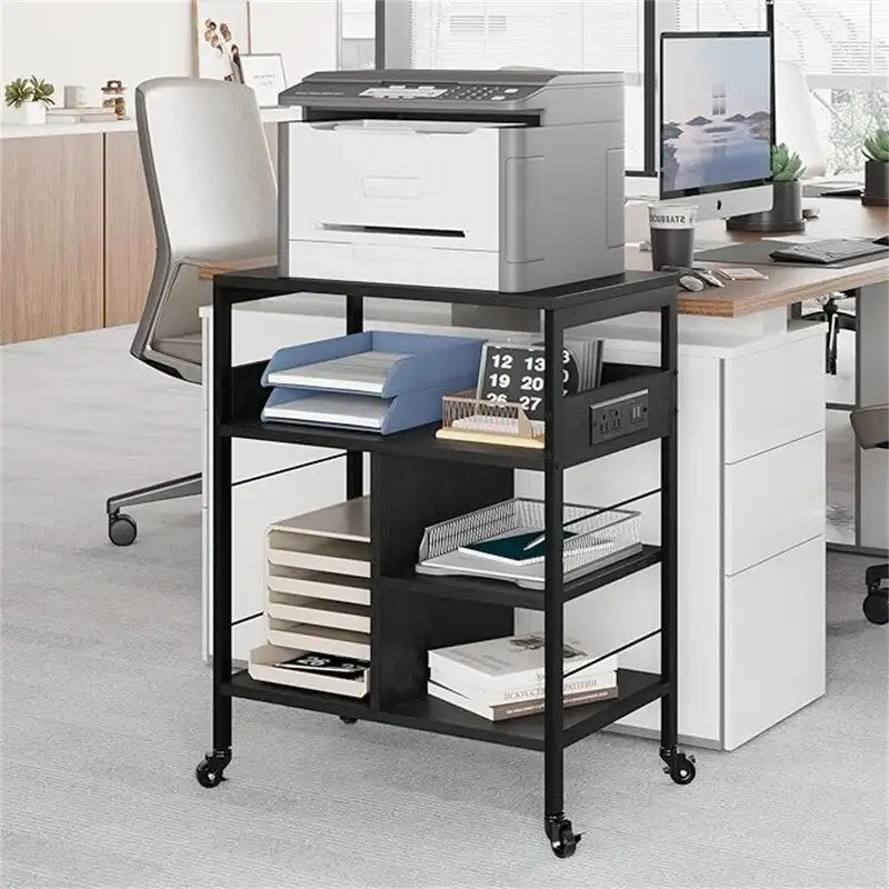Rolling Printer Stand with Charging Station