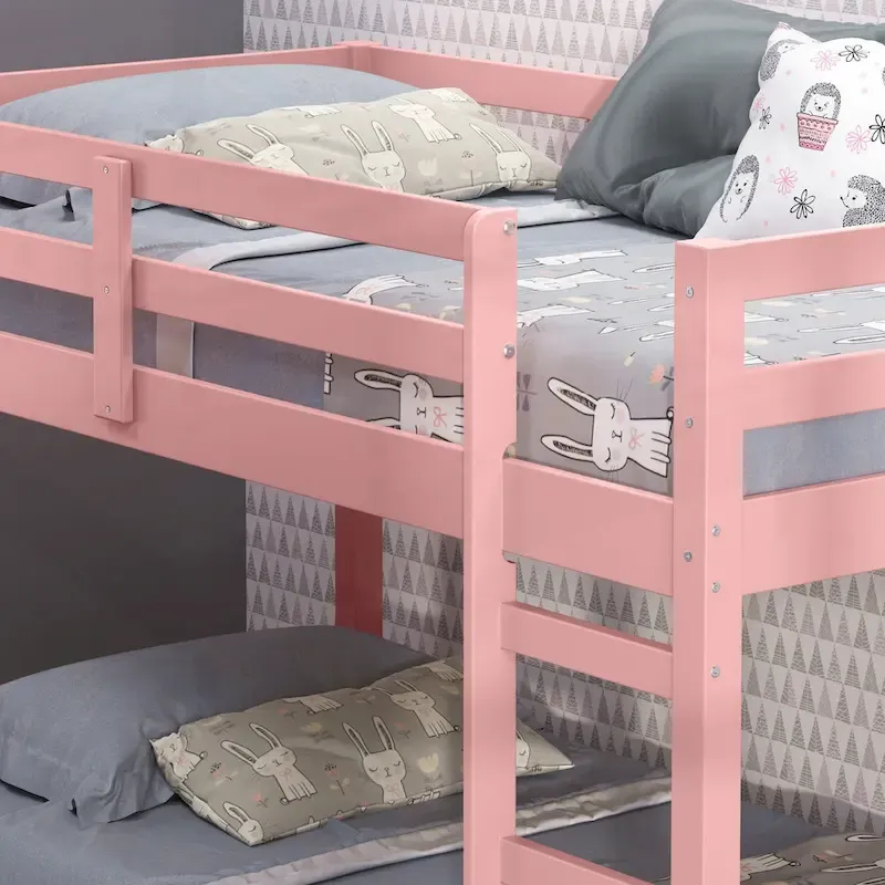 Twin Loft Bed with Slats and Guard Rail