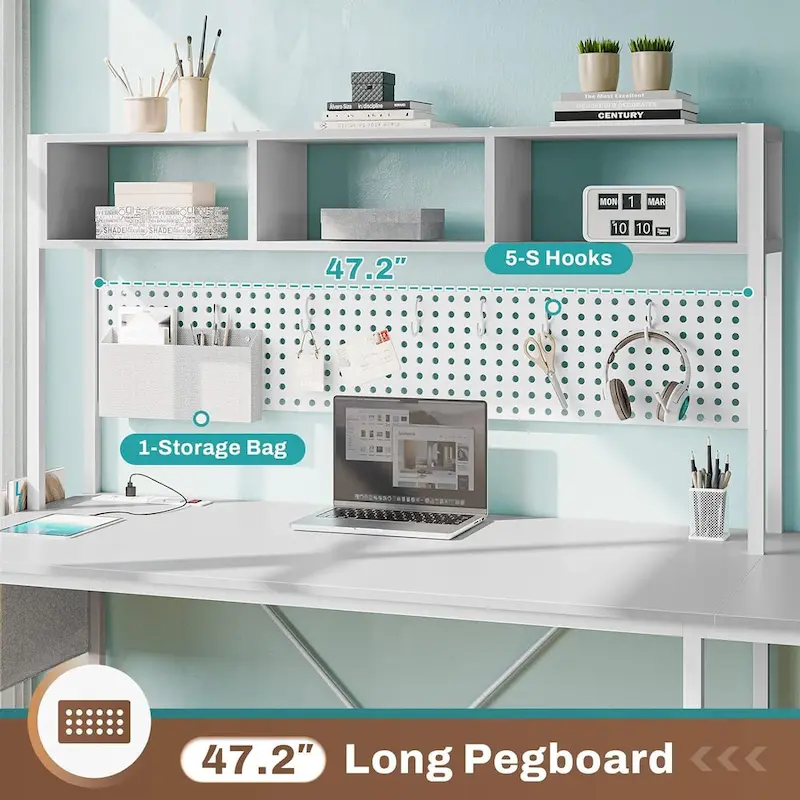 Reversible Computer Desk L Shaped Gaming Desk with Hutch LED Light