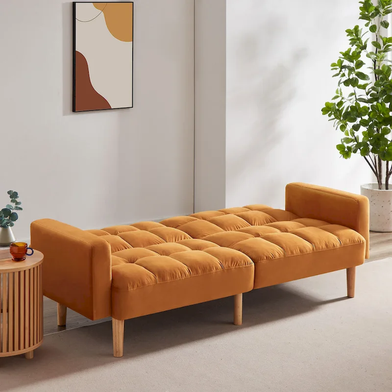 Velvet Convertible Sofa Bed - 3-Position Futon