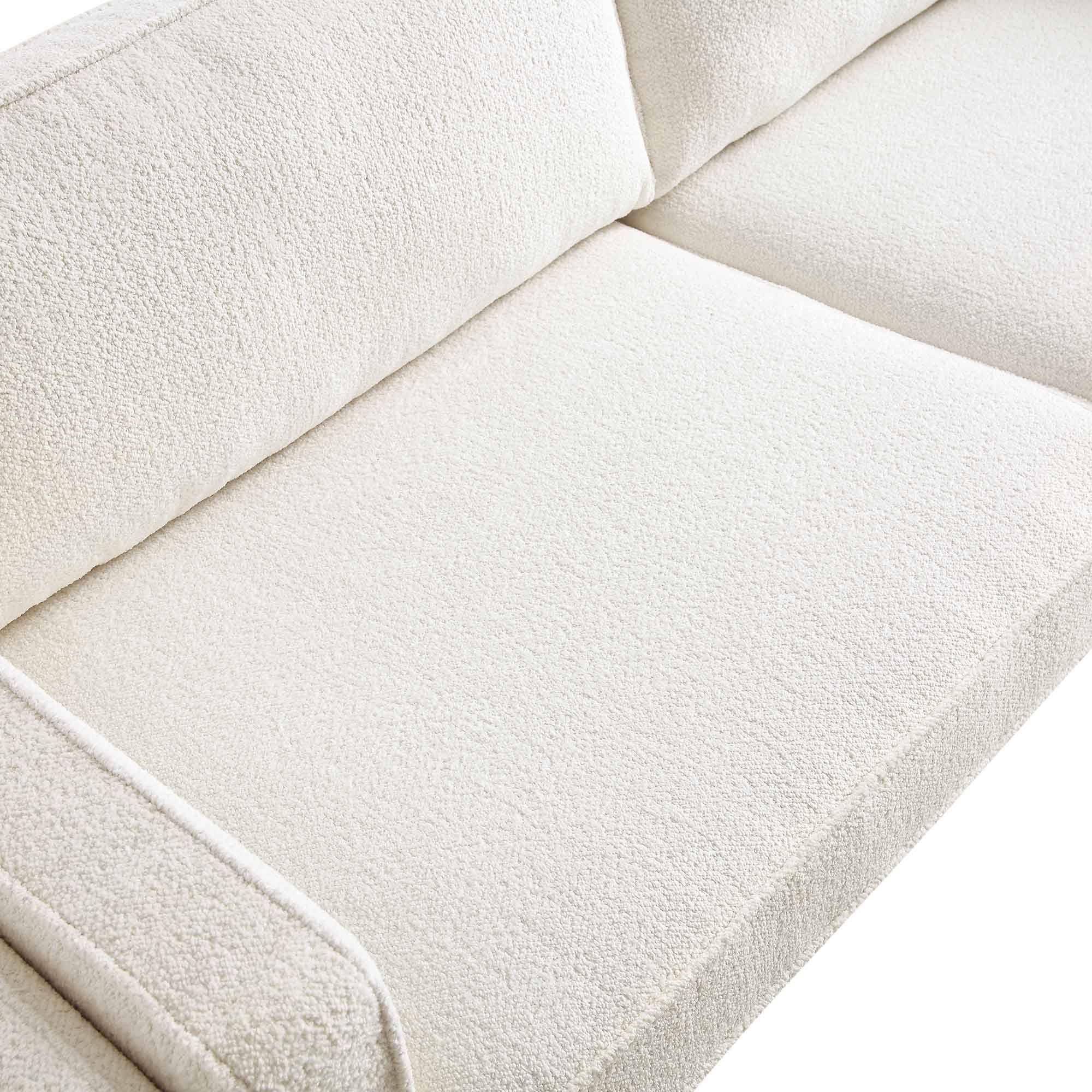 Beige Boucle Fabric Sofa, 3-Seater