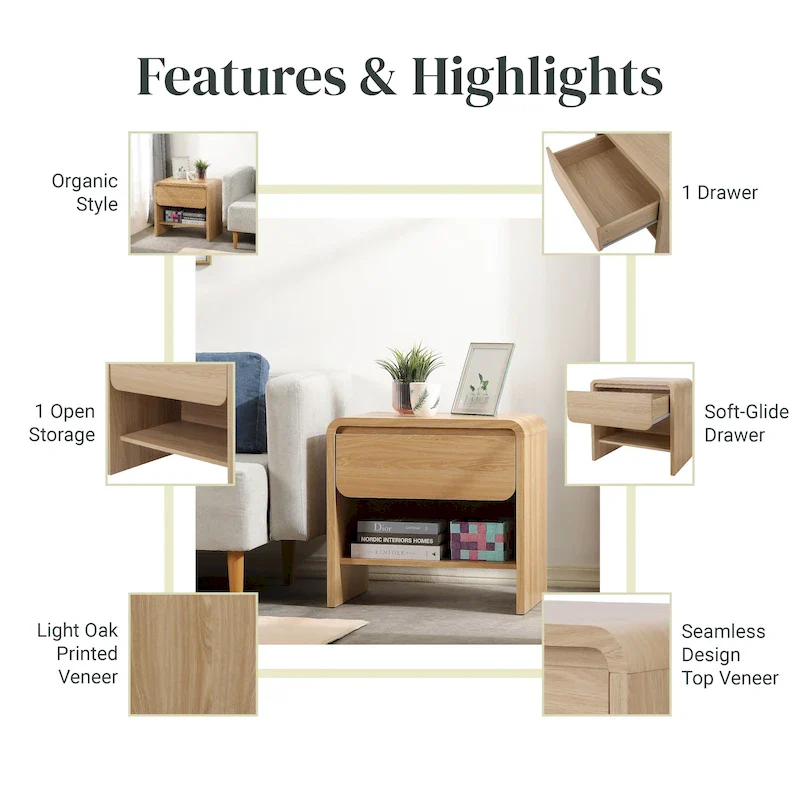 Delmare KD Side/End Table with 1 Drawer