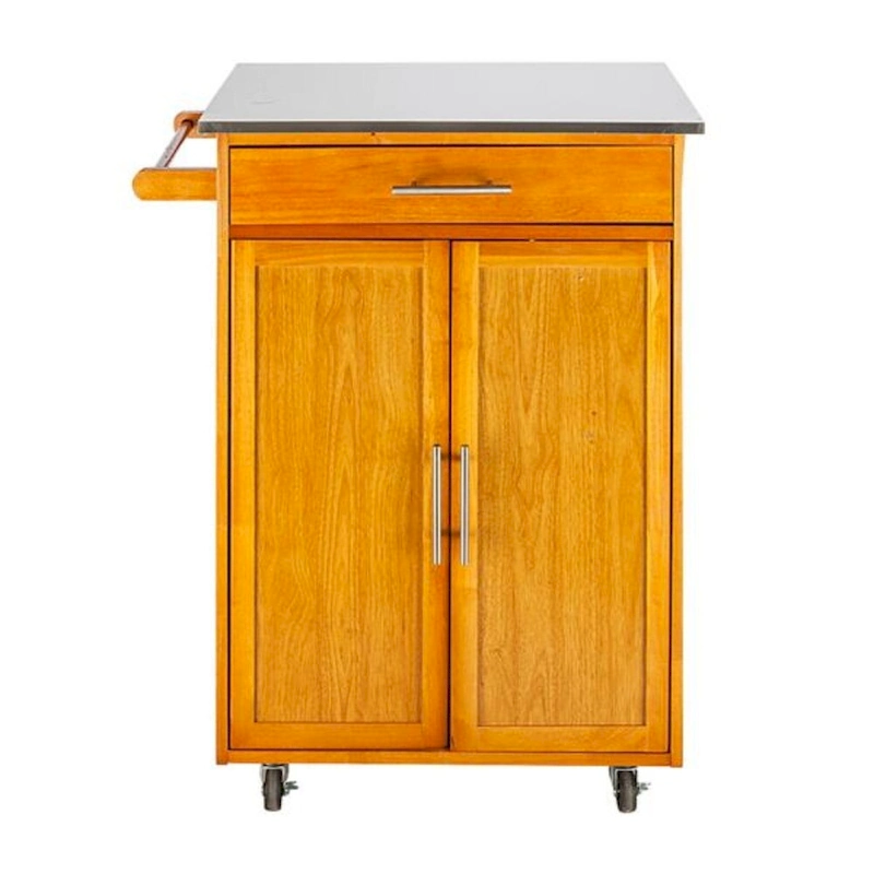 Moveable Kitchen Cart with Stainless Steel Table Top & One Drawer & One Cabinet Sapele - (28.74 x 18.90 x 35.04)