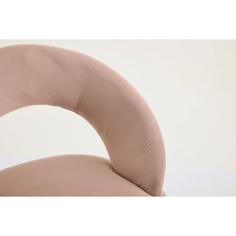 Velvet Dining Chair with Curved Backrest - Gold Legs - Single Seat