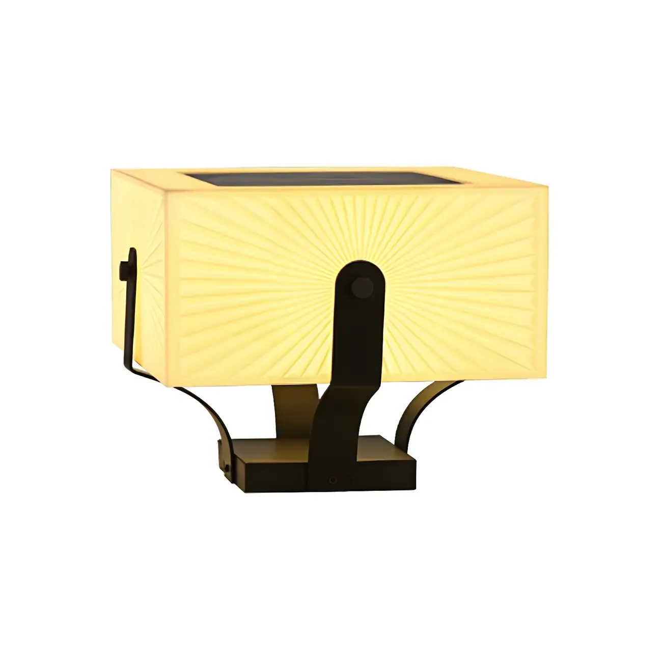 Black Elegant Bracket Post Cap Light with Beige Cubic Shade