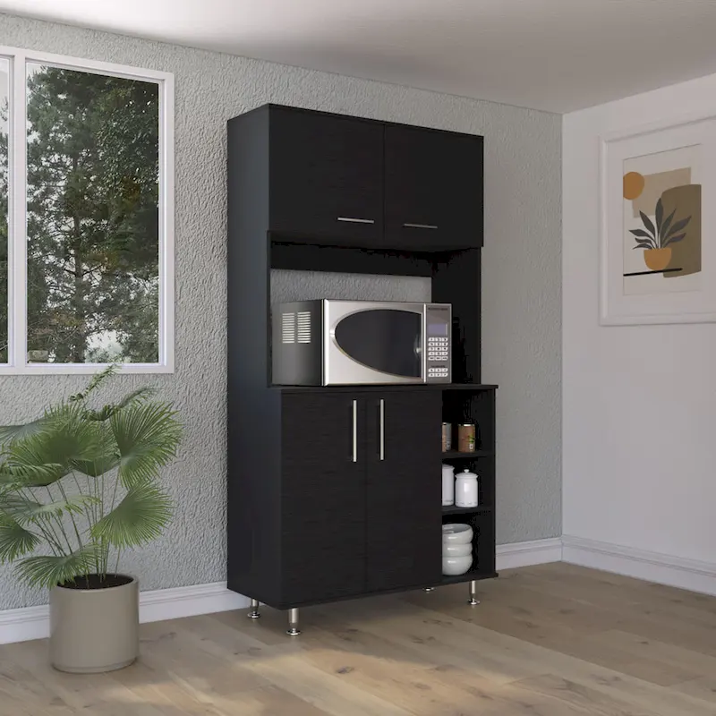 Kitchen Storage Cabinet with Double Doors and Three Shelves