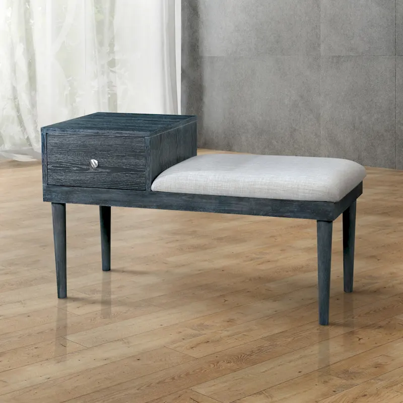 Weathered Grey Contemporary 1-Drawer Accent Bench, Seats 1
