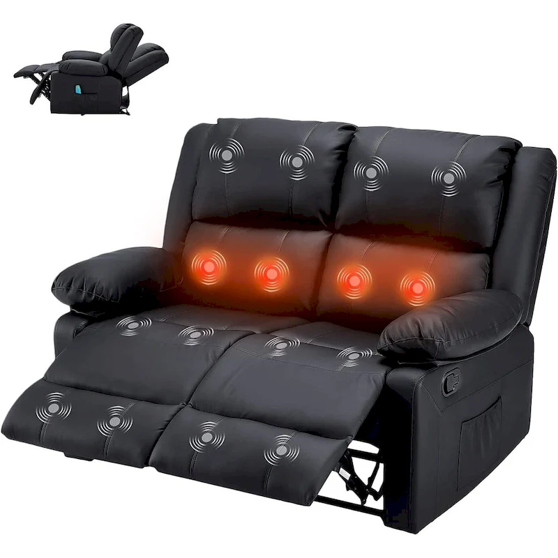 AECOJOY 2-Seater Recliner Loveseat with Heat and Massage Function