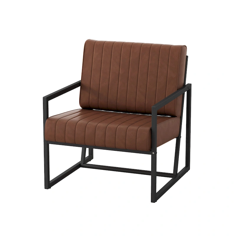 PU Leather Feature Armchair with Thick Padded Backrest