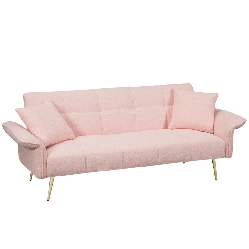 Modern 70-Inch Teddy Fleece Convertible Futon Sofa bed