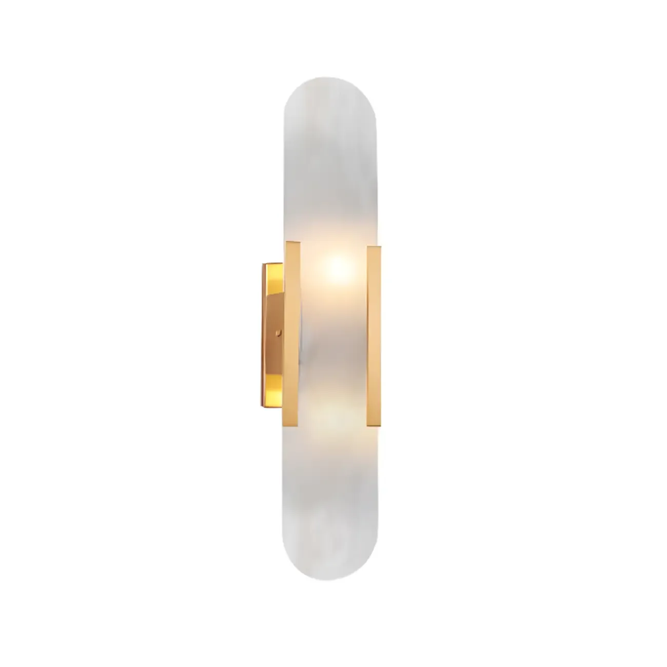 Modern Brass Oval Wall Light with Stone Chalk Shade