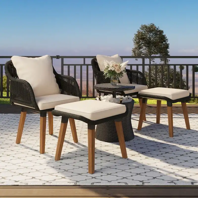 5 Pieces Patio Furniture Chair Sets, Patio Conversation Set