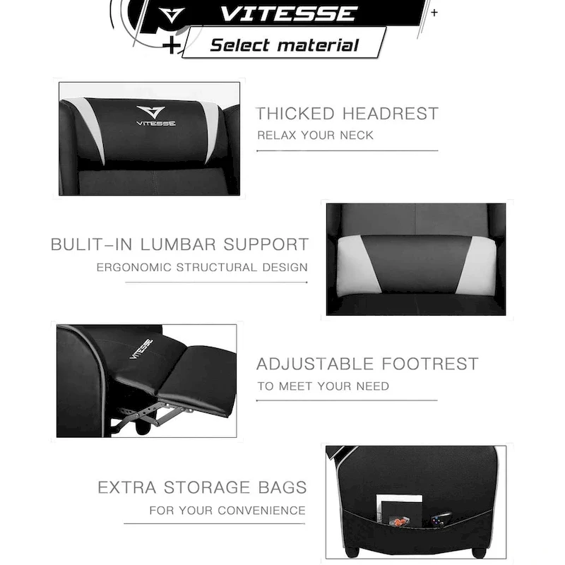 BOSSIN Gaming Recliner Chair Racing Style High Back Chair Living Room Recliners Theater Seating