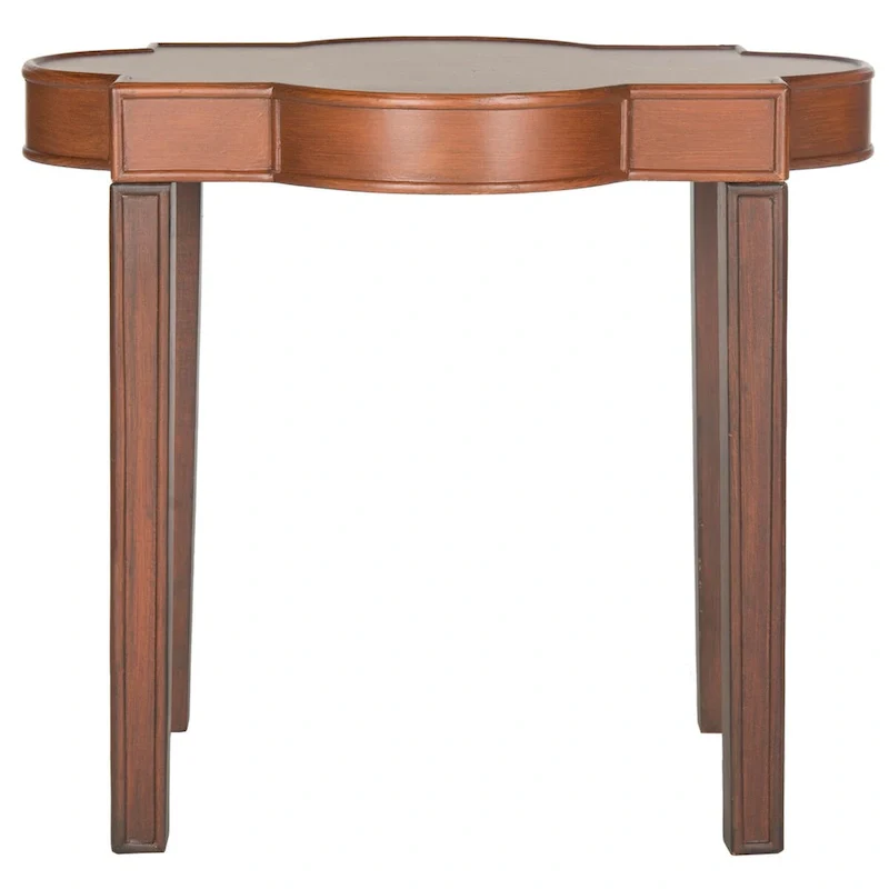 Brown Quatrefoil Top End Table with Long Elegant Legs – 27Wx21Dx24H