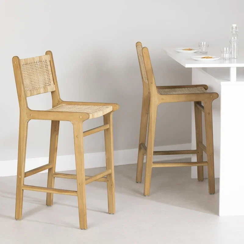South Shore Balka Rattan Bar Stool, Set of 2