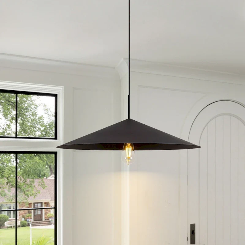 Farmhouse Single Rustic Pendant Light Black Kitchen Island Light - W25.6
