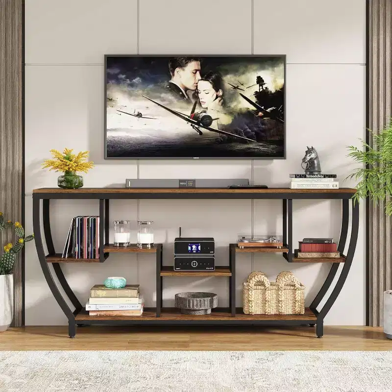 LITTLE TREE 70.9" Long Sofa Table Brown