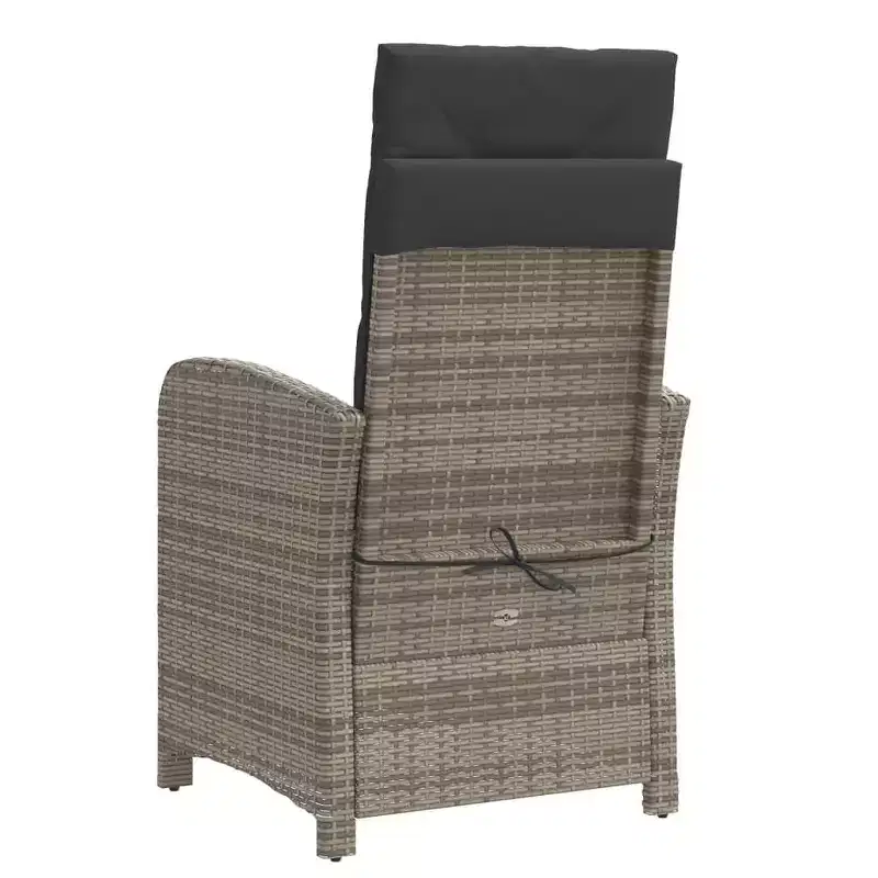 vidaXL 3 Piece Bistro Set with Cushions Black Poly Rattan