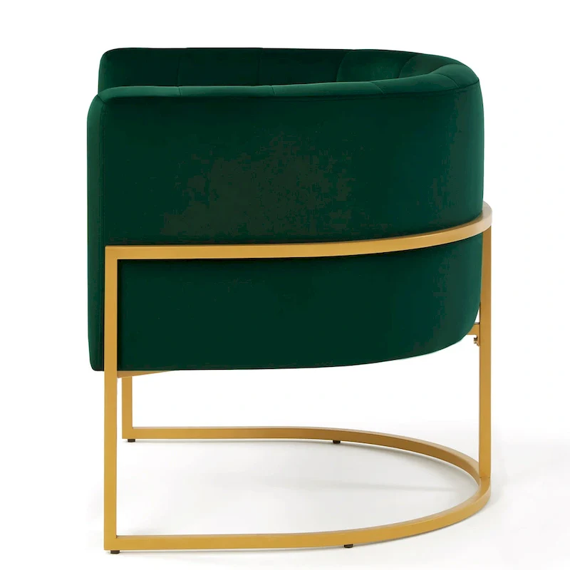 Navy / Black / Cream / Emerald Velvet Accent Chair with Gold Metal Frame – Single